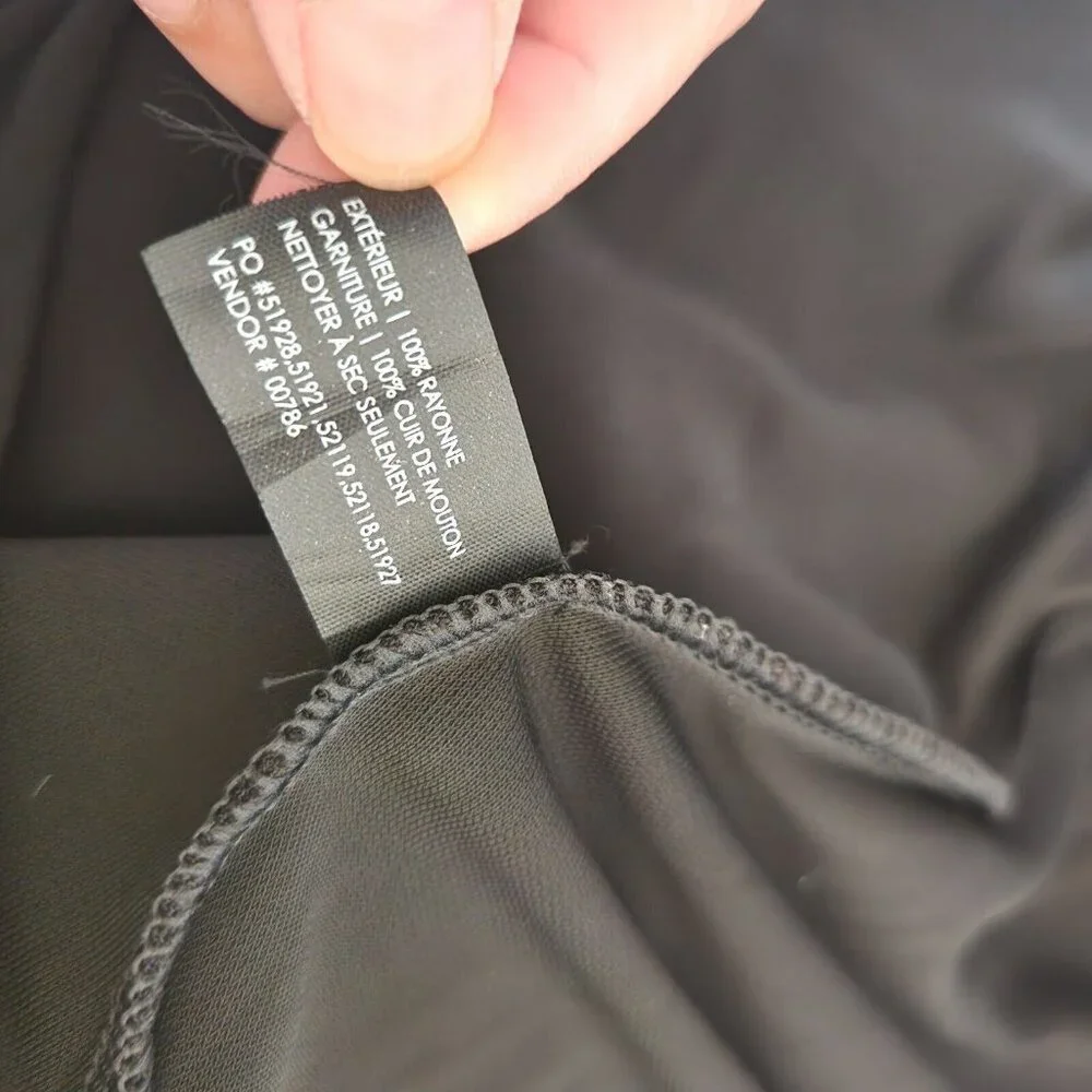 Club Monaco Women's 2 Midi Dress Black Sheep Leather Trim Fit‎ & Flare Side Zip